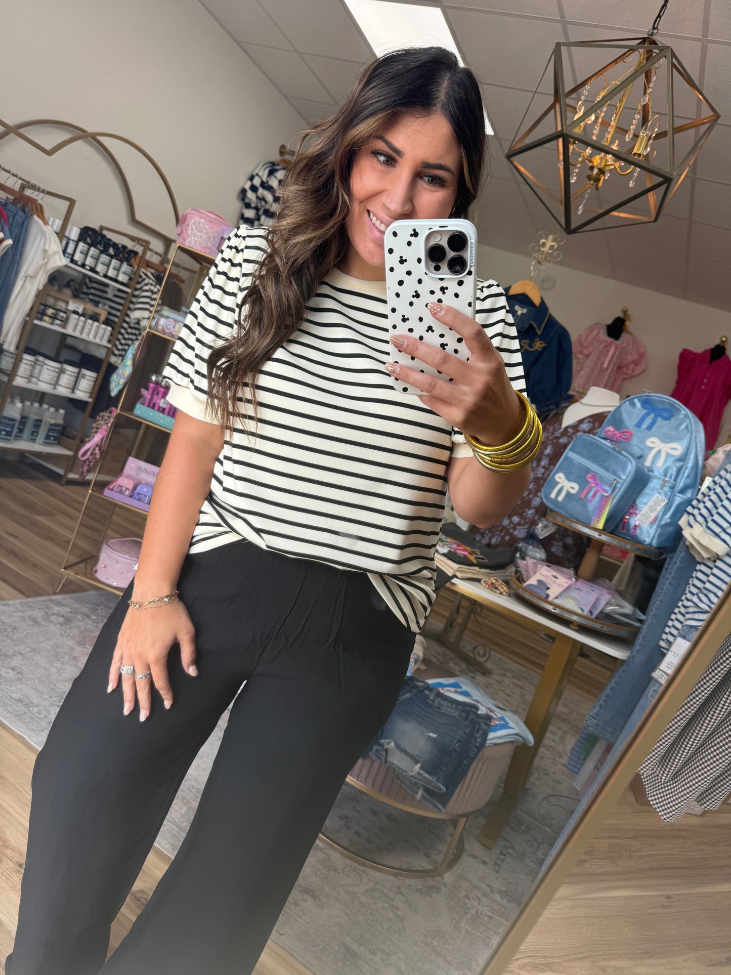 Cream/Black Stripe Top