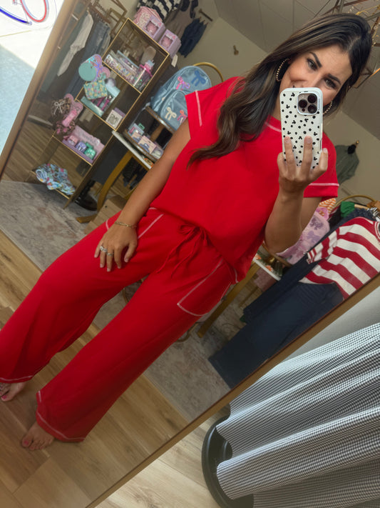 Red Pant Set