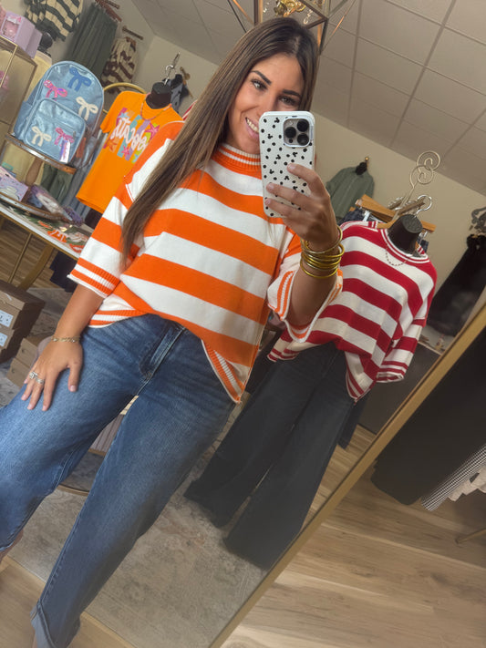 Orange/White Stripe Sweater