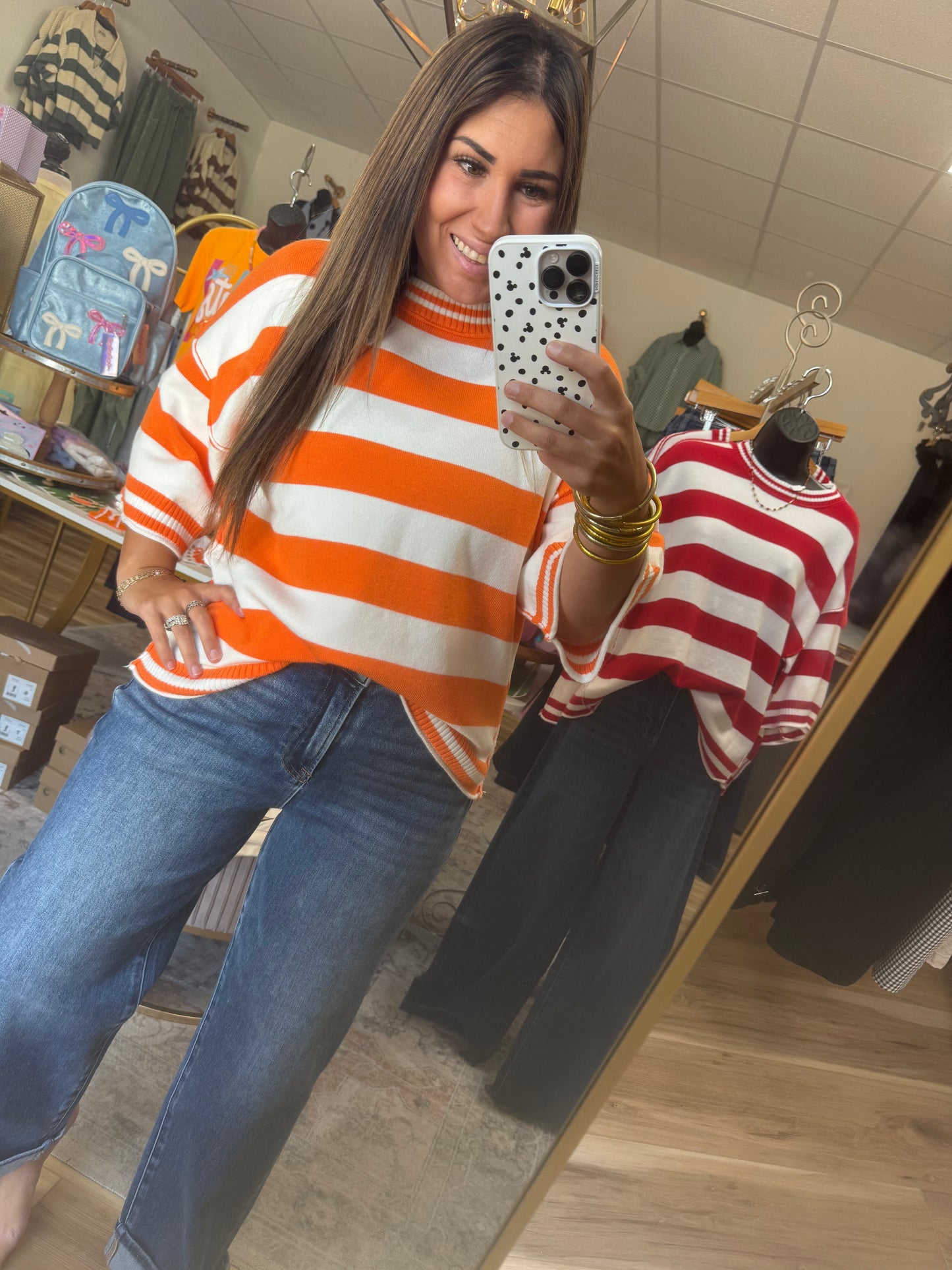Orange/White Stripe Sweater
