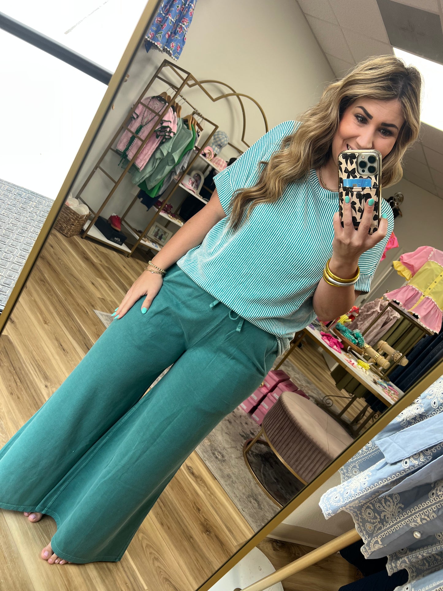 Teal French Terry Pant