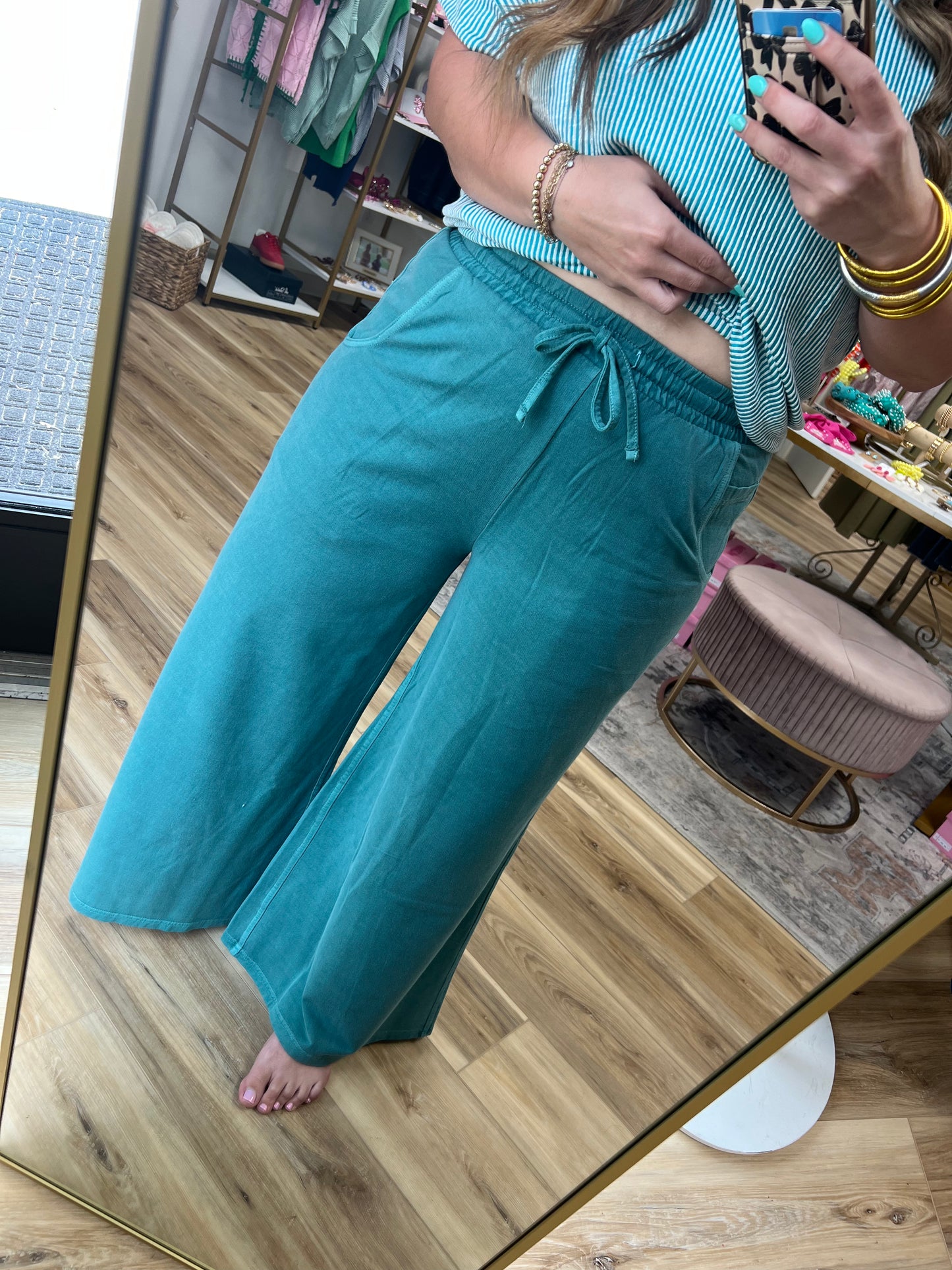 Teal French Terry Pant