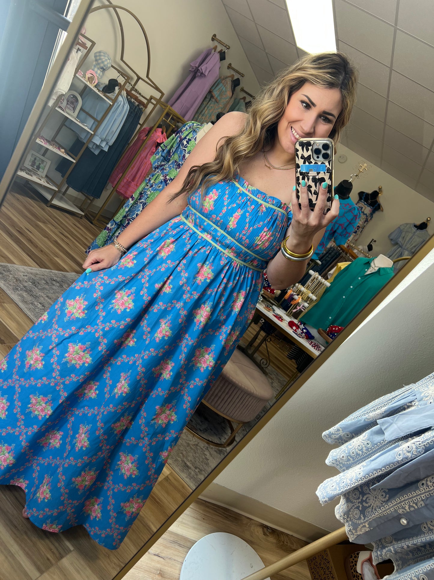 Floral Blues Maxi Dress