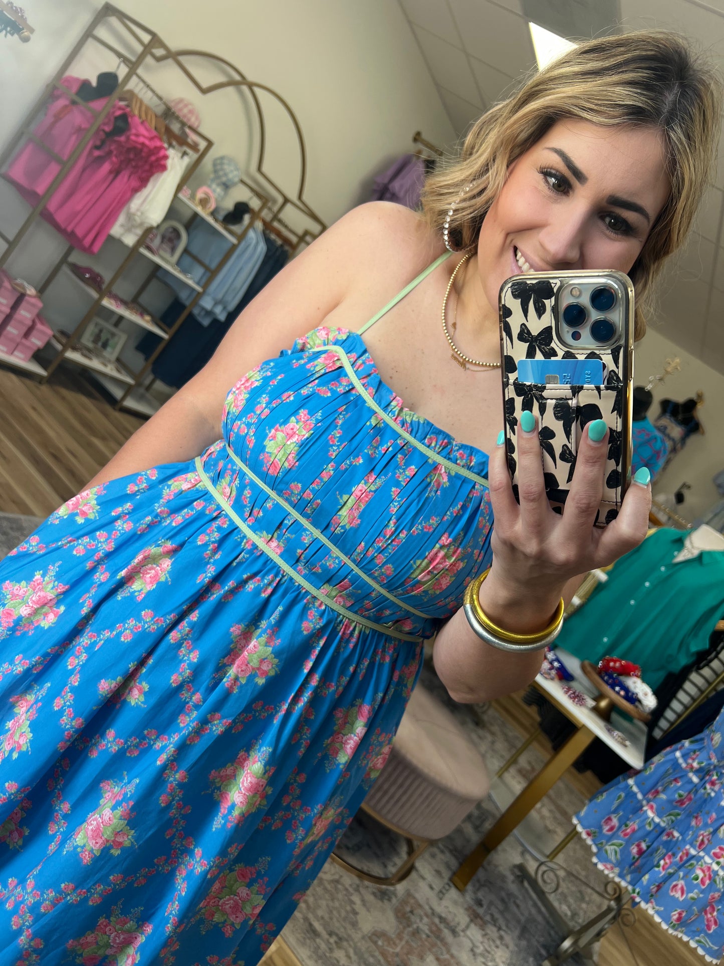 Floral Blues Maxi Dress