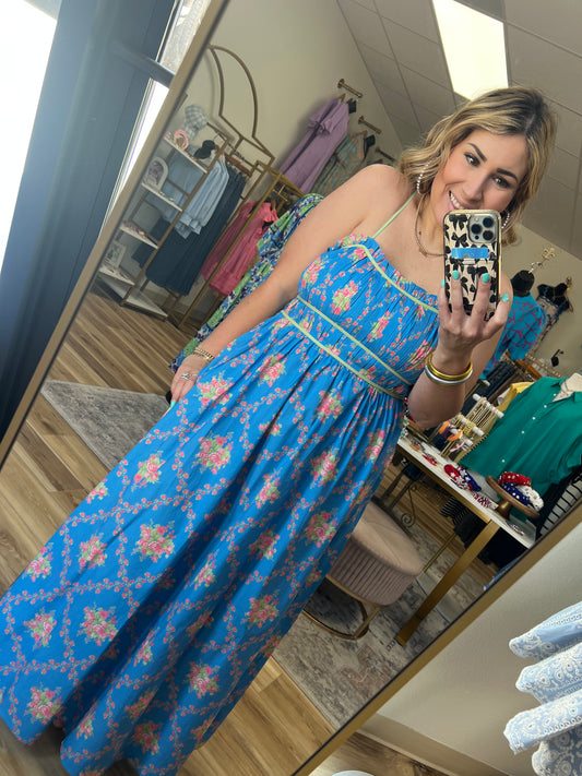 Floral Blues Maxi Dress