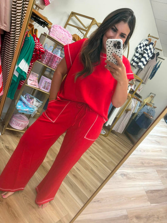 Red Pant Set