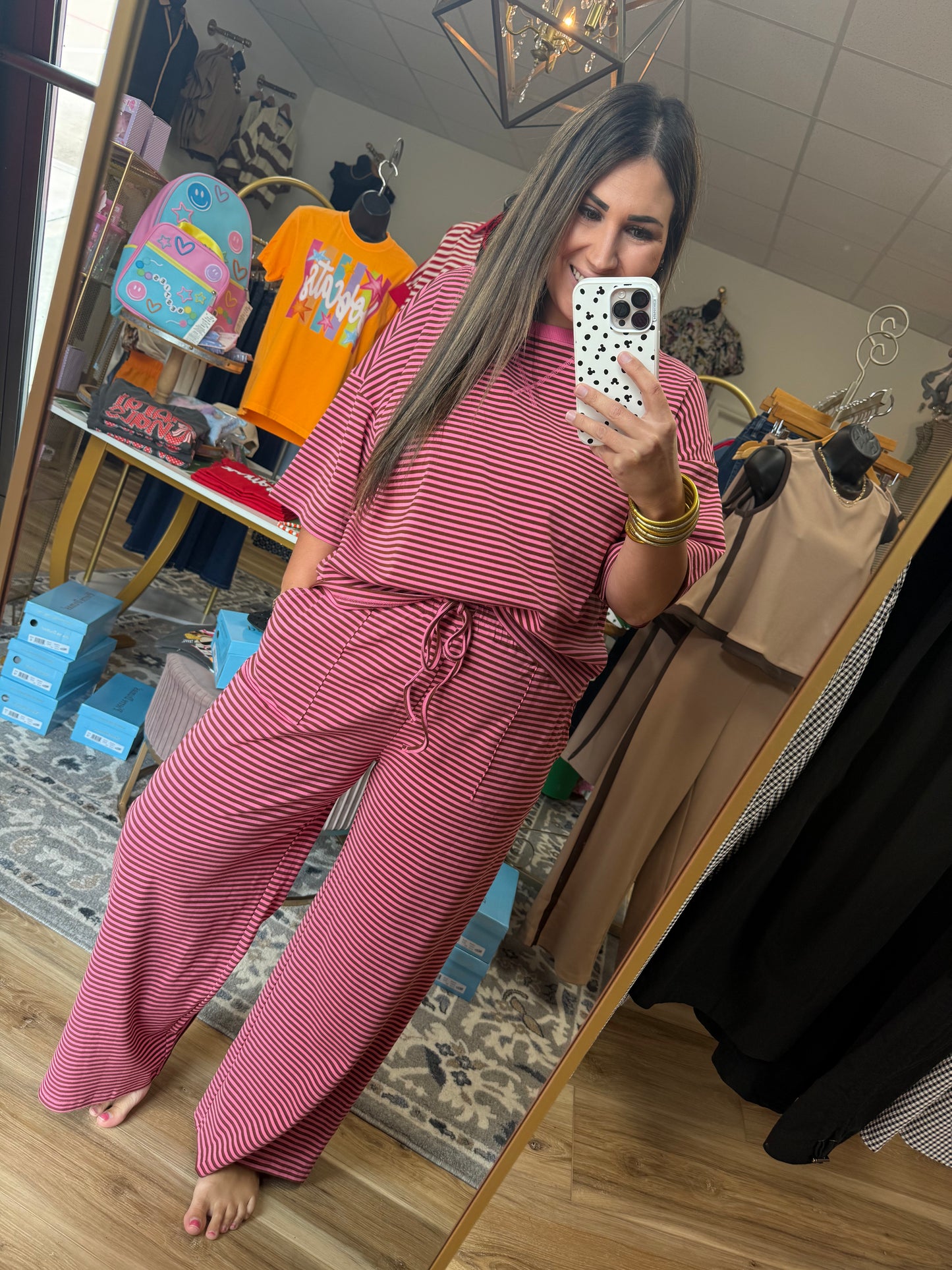 Pink/Brown Stripe Set