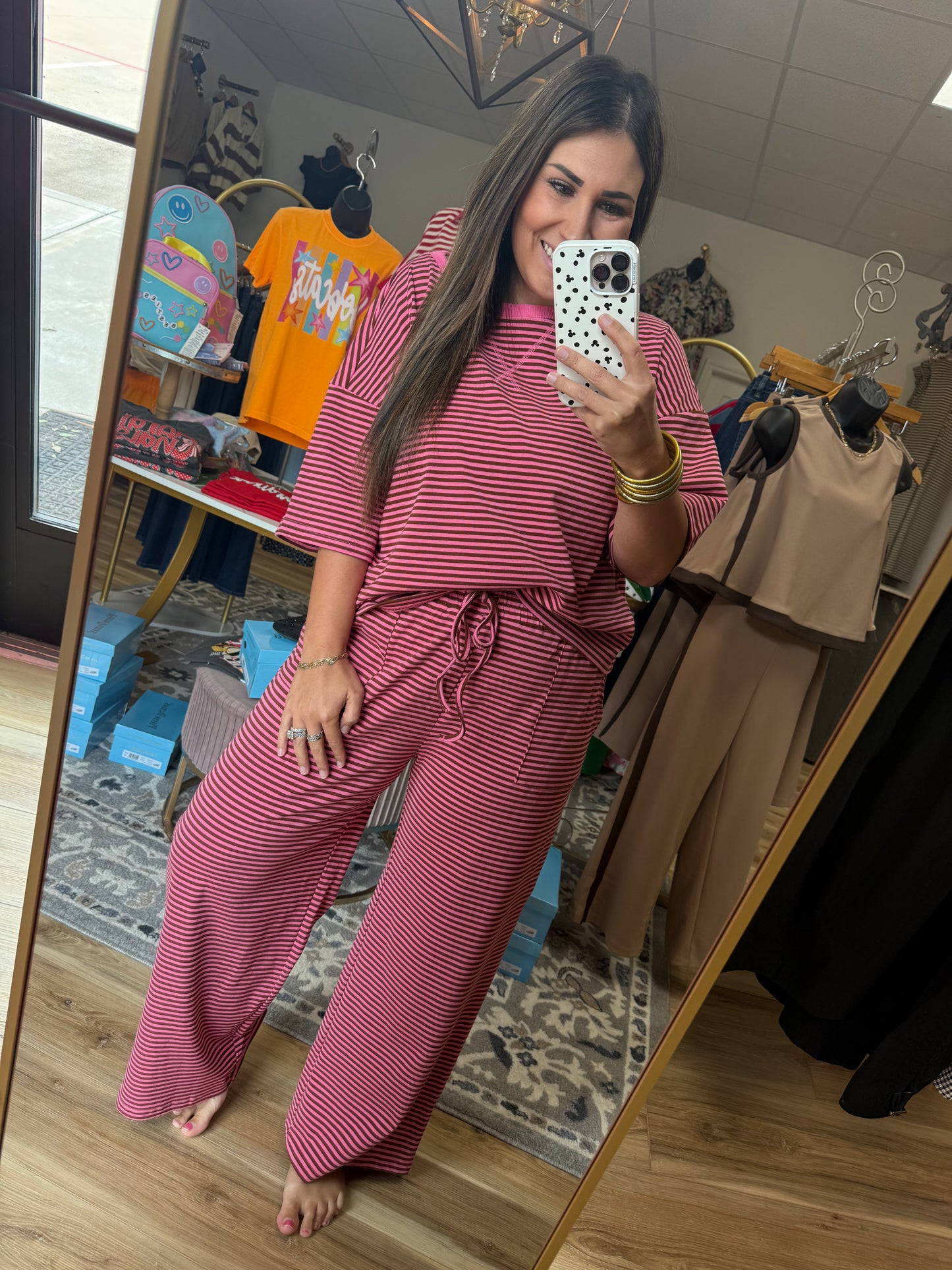 Pink/Brown Stripe Set