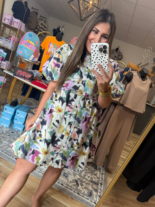 Water Color Floral Dress