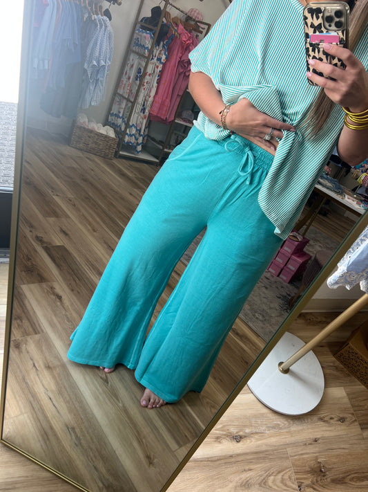 Turquoise French Terry Pant
