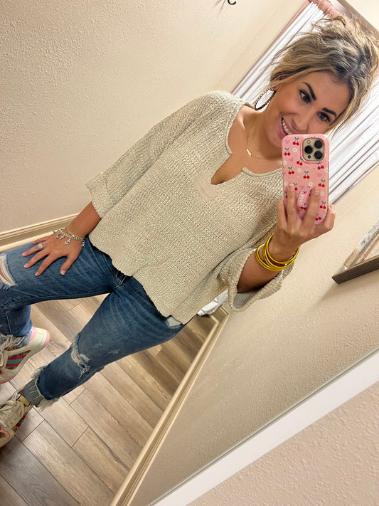 Beige Knit Cropped Sweater