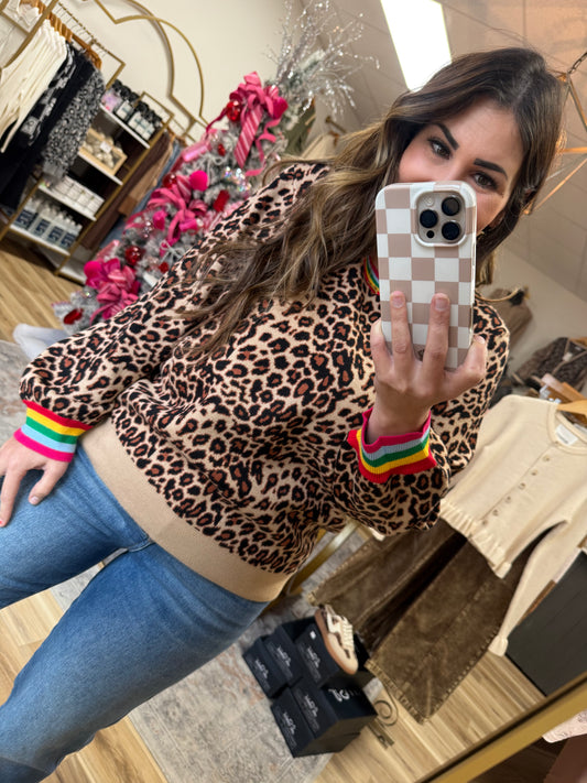 Bright Your Day Leopard Sweater
