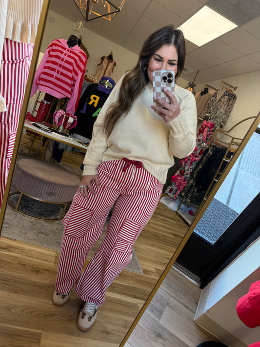 Vintage Red Stripe Barrel Jean