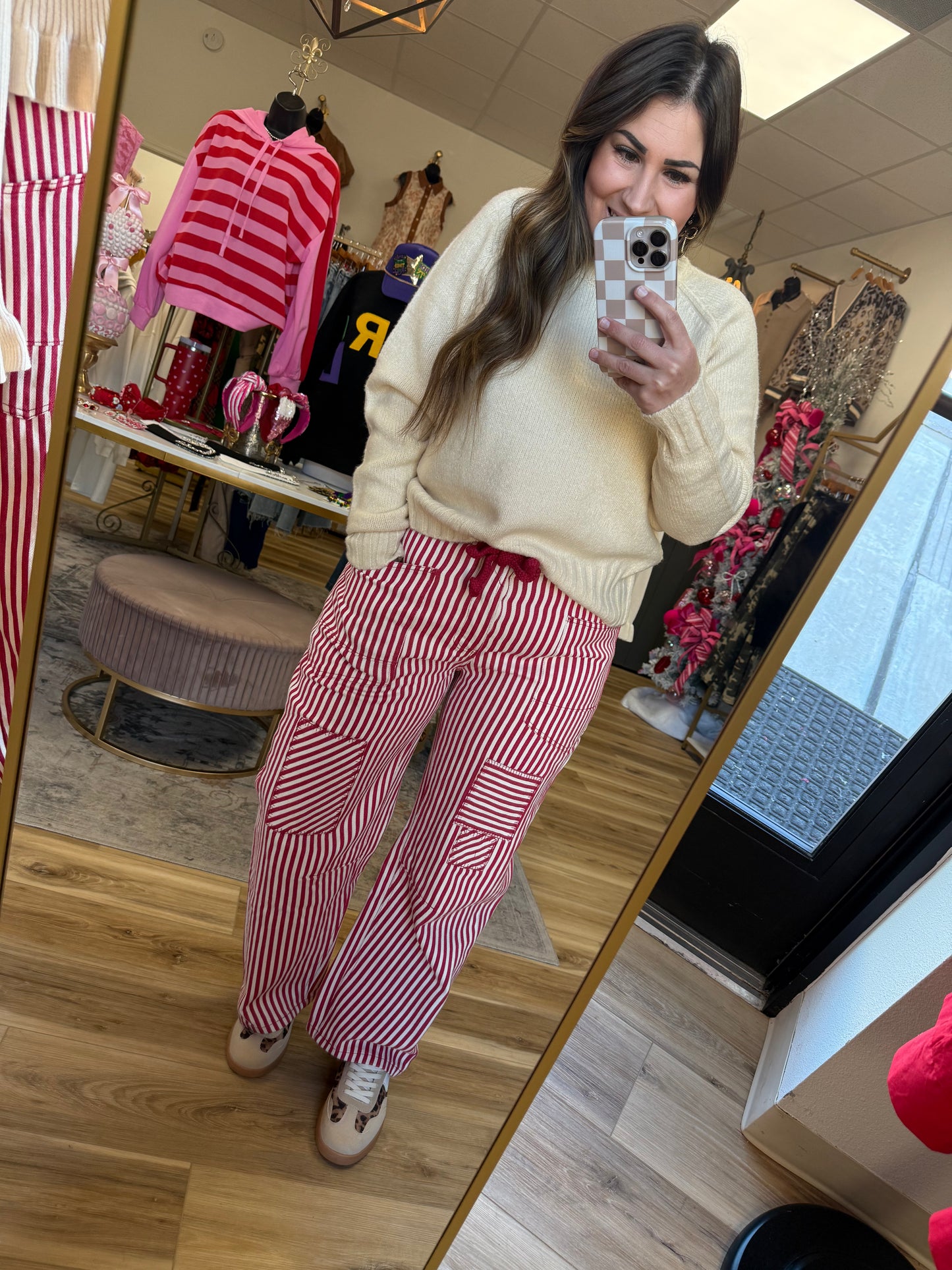 Vintage Red Stripe Barrel Jean