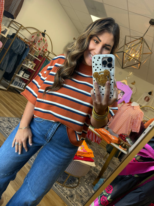 Rust/Navy Stripe Sweater