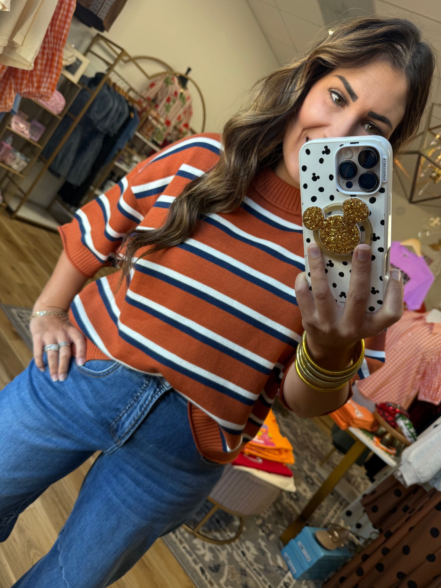 Rust/Navy Stripe Sweater