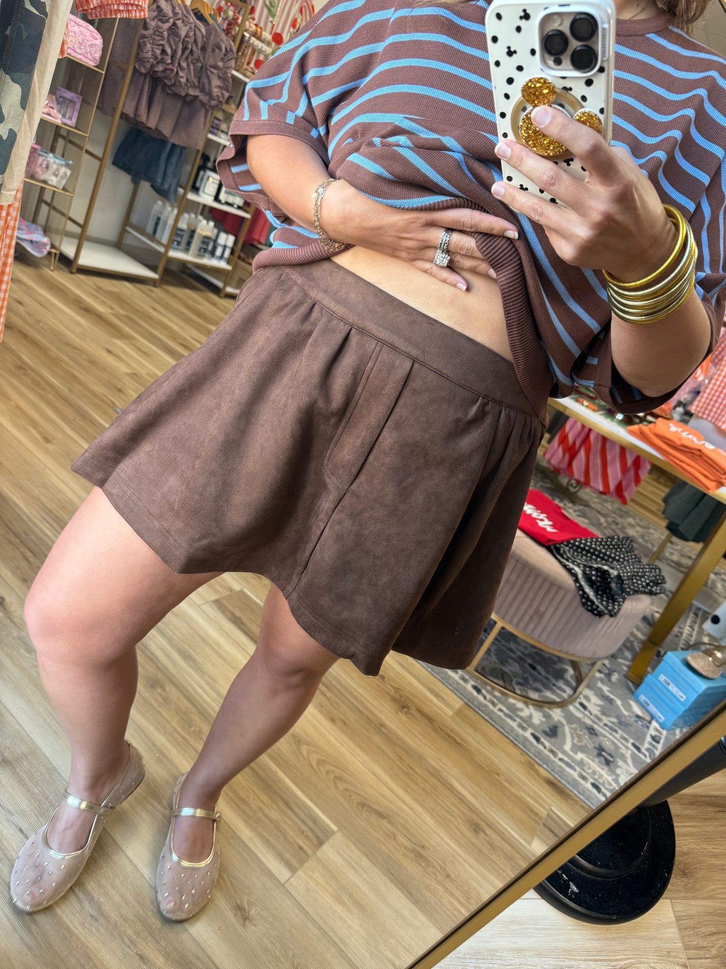 Brown Suede Skort