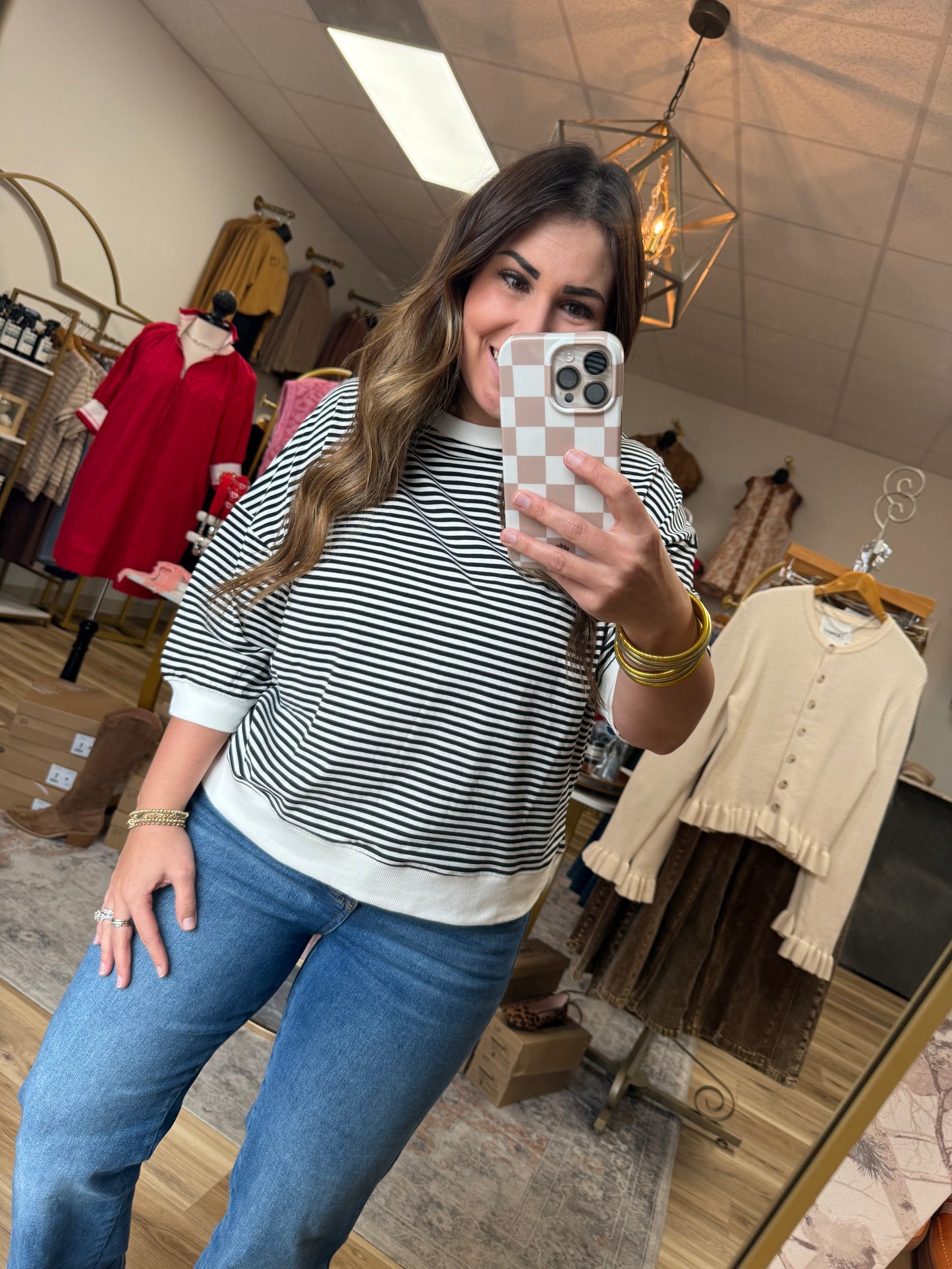 Black/White Banded Top