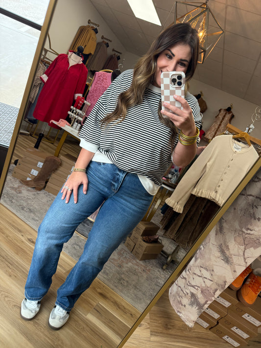 Black/White Banded Top