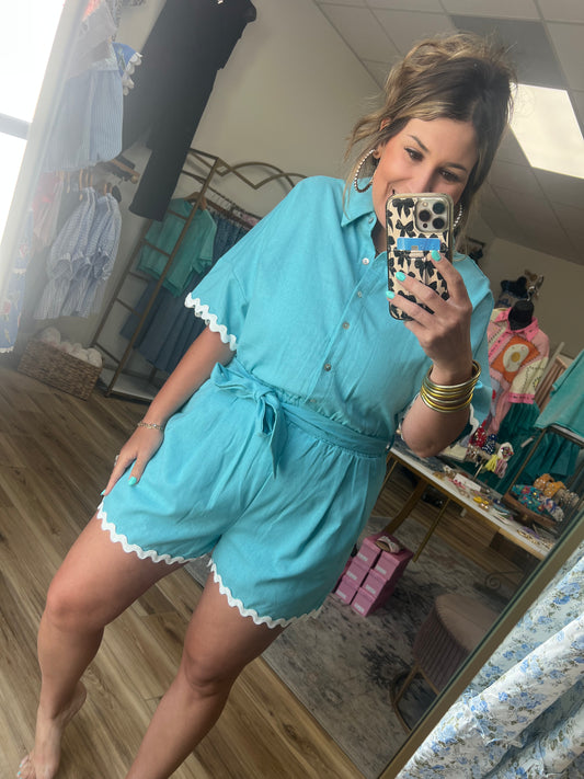 Ocean Blue Ric Rac Romper