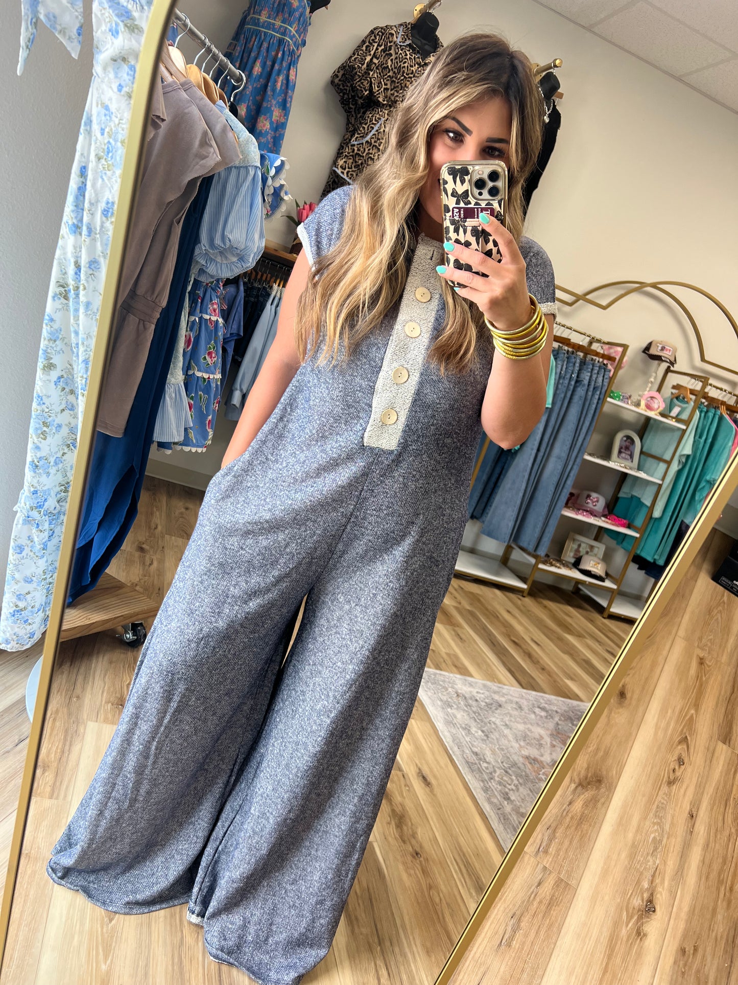 Denim Knit Wide Leg Jumper