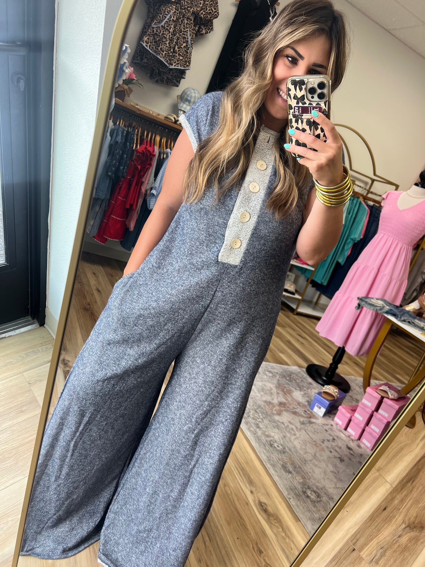 Denim Knit Wide Leg Jumper
