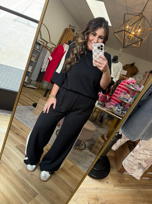 Black/Cream Stripe Set