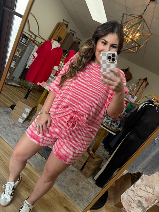Ribbed Stripe Short Set