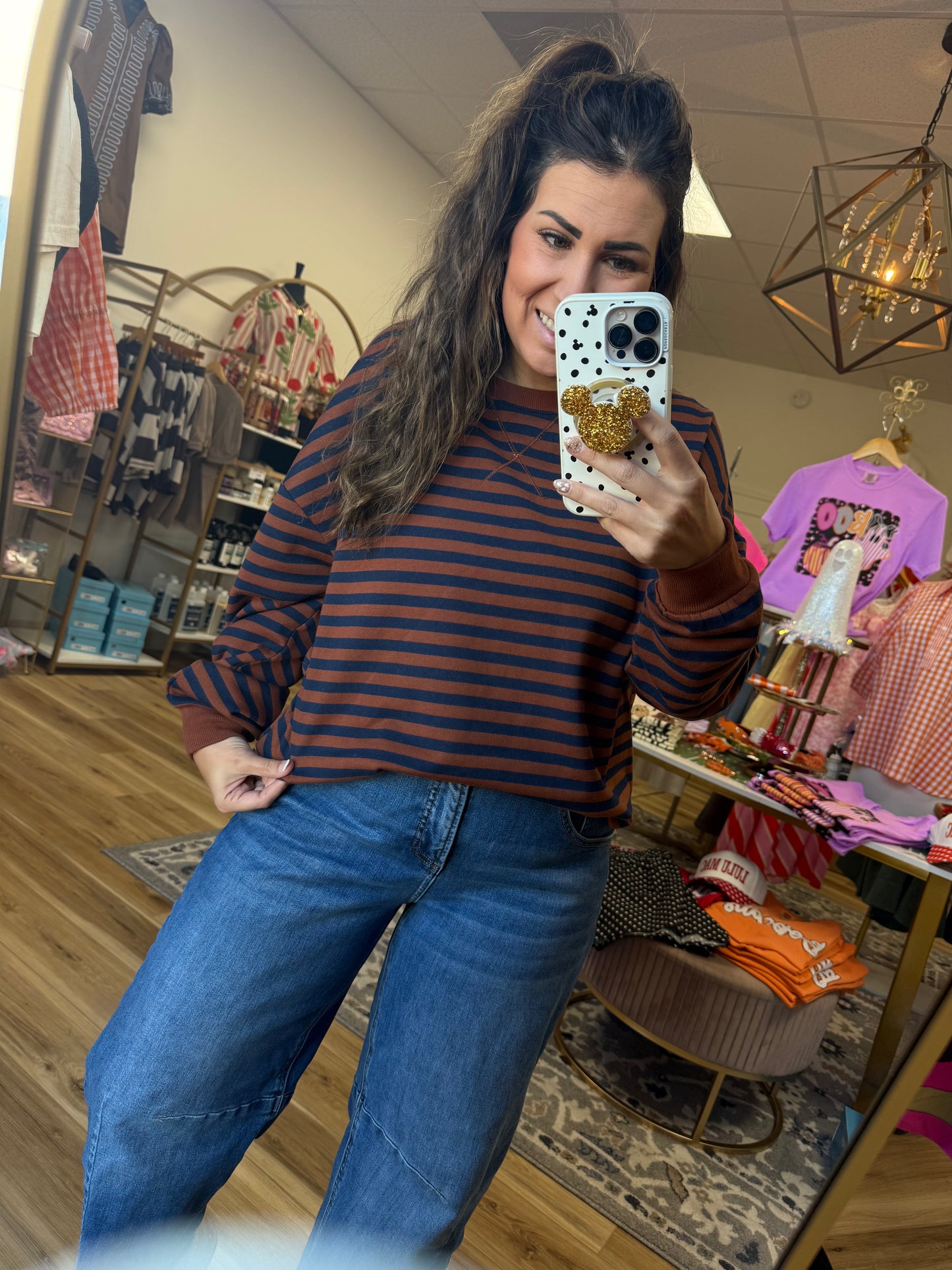 Brown/Navy Stripe LS
