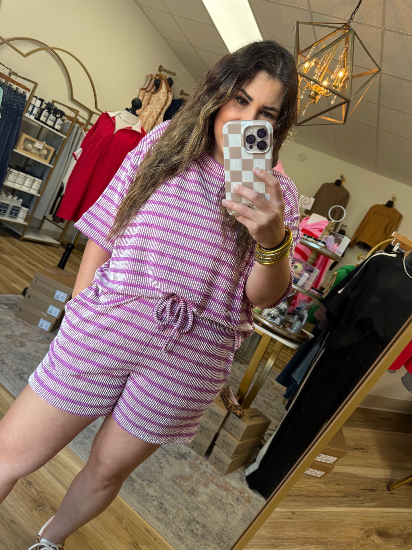 Purple/White Stripe Ribbed Set