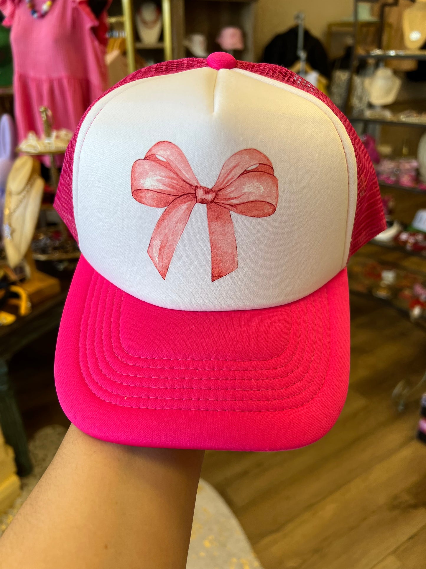 Hot Pink Bow Trucker Hat